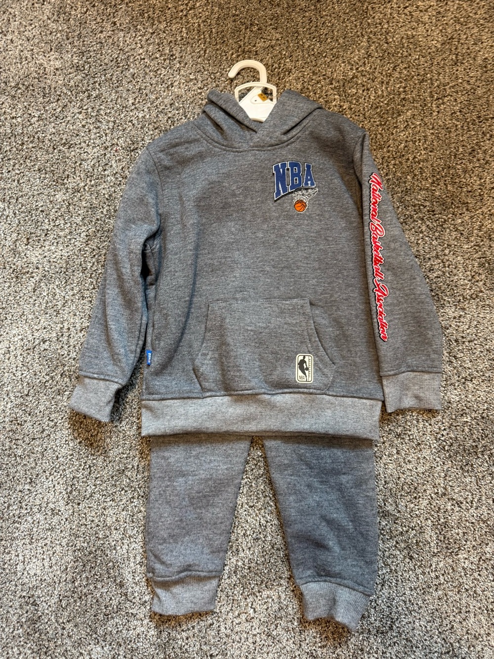 NBA Kids Gray Hoodie & Jogger Set with Blue & Orange Logo